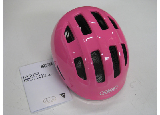 Restposten: Abus Smiley 3.0 Fahrradhelm Kinder, Größe M, 50-55cm, shiny pink